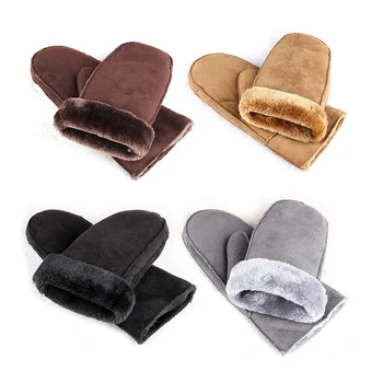 

Plush Cotton Women Faux Suede Mittens Gloves Thickening Warm Solid Cycling Gloves Harajuku Winter Unisex Windproof Fingerless