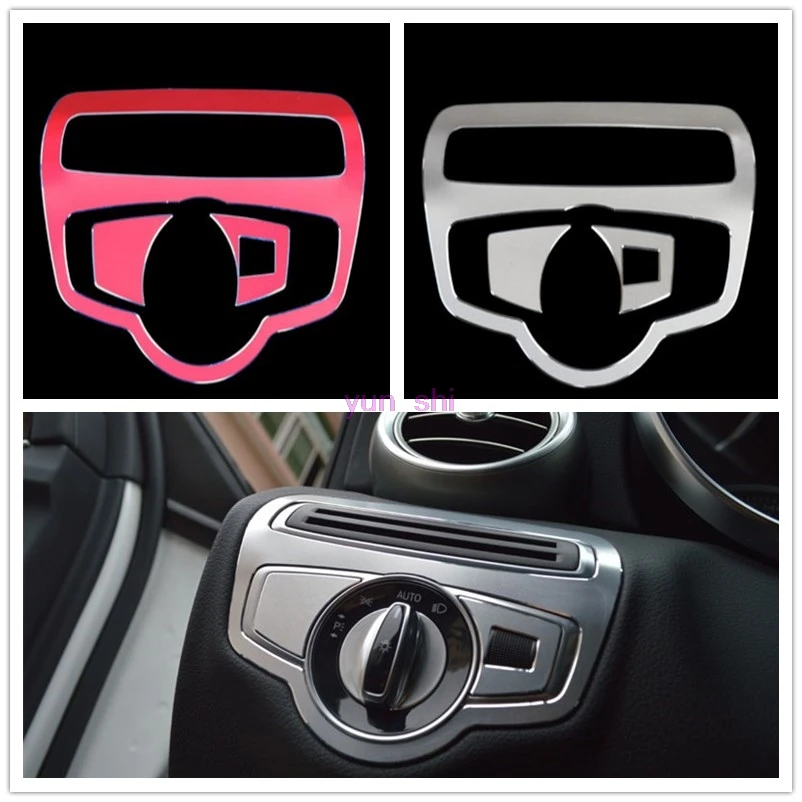 2color Car headlight switch button Cover shield decoration frame sticker car-styling For Mercedes Benz C Class C180L C200L C260L