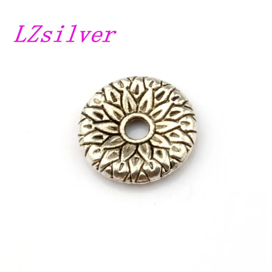 

240pcs Tibetan Silver Lotus Flower Pattern Rondelle Spacer Beads 12mm Jewelry DIY LK049