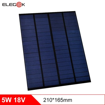 

ELEGEEK 5W 18V Polycrystalline Solar Cell Panel PET Mini Solar Panel Charging for 12V Battery DIY Solar Home System 210*165mm