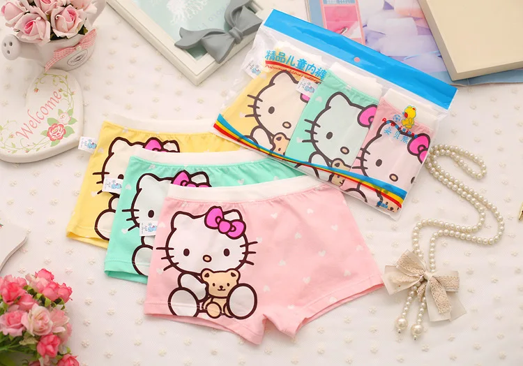 

3pcs/lot 3-11years 2016 girls' cartoon panties cotton children panties child underwear kitty girls boxers