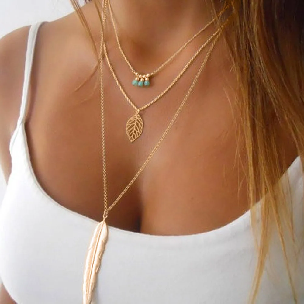 

2018 New Fashion Romantic Women Necklace Multilayer Irregular Pendant Chain Statement Neck Accessory Jewelry
