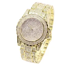 Bling Водонепроницаемый часы Для женщин модные Роскошные Кварцевые часы с алмазами Золотые женские наручные часы на браслете со стразами Relogio Feminino