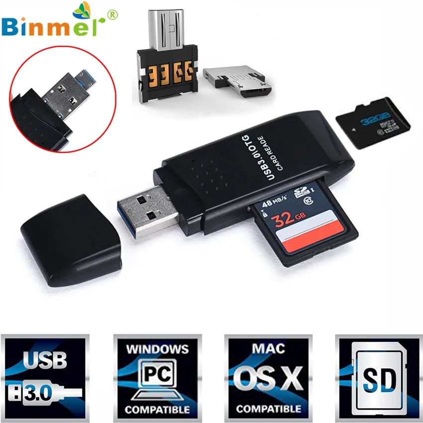 Мини 5 Гбит/с Супер Скоростной USB 3 0 + OTG Micro SD/SDXC TF кард-ридер адаптер U диск
