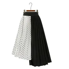 Индивидуальная креативная юбка с асимметричным подолом для женщин на весну и лето, эластичная высокая талия, длинная сетчатая юбка, Женская юбка-пачка, макси, плиссированная