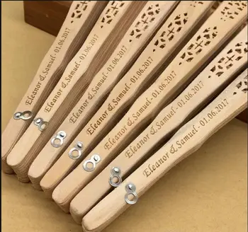 

personalized sandalwood folding hand fans with organza bag wedding favours fan party giveaways Free shipping