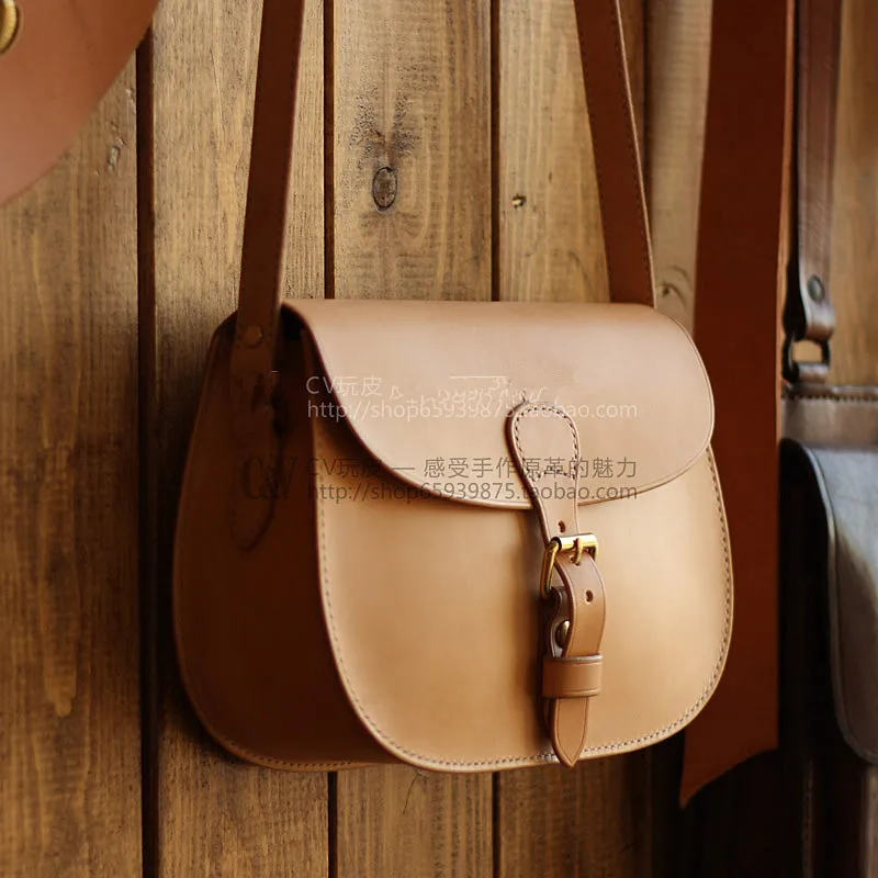 

[B-030] DIY handmade leather CV leather saddle bag play horseshoe pattern drawing version