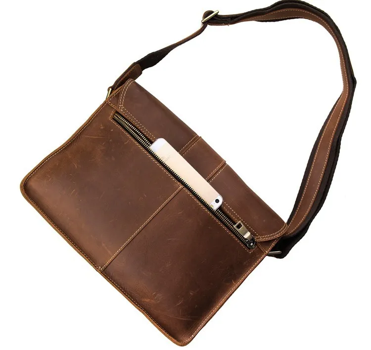 J.M.D Brand 100 % Genuine Cow Leather Unique Special Closure Design Brown Shoulder Bag Cross Body Bag Laptop Bag 7263B