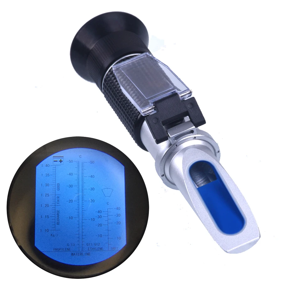 Lamijua Handheld Refractometer Ethylene Glycol Antifreeze Battery Fluid Content Coolant Cleaner Meter Mini ATC Measuring Tester