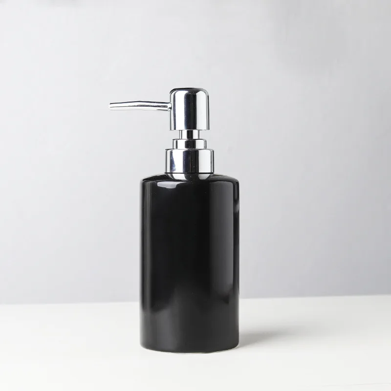 MOIIO Bathroom Accessories Liquid Soap Dispenser Simple Design Shampoo Shower Gel Black White Ceramic Pressing Down Bottle