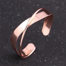 Fashion Rose Gold & Silver Color Cuff Bangle Bracelet For Woman Girl Gift 2017 New Punk Design Open Copper Bangle Jewelry
