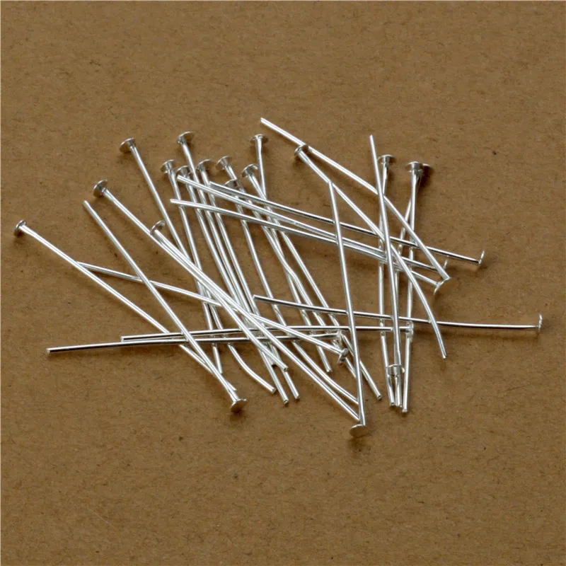 

200pc 50mm Flat Head Pin silver plated studs beads Needle components earring bracelet craft Dangle Charms Clasps Hook kit