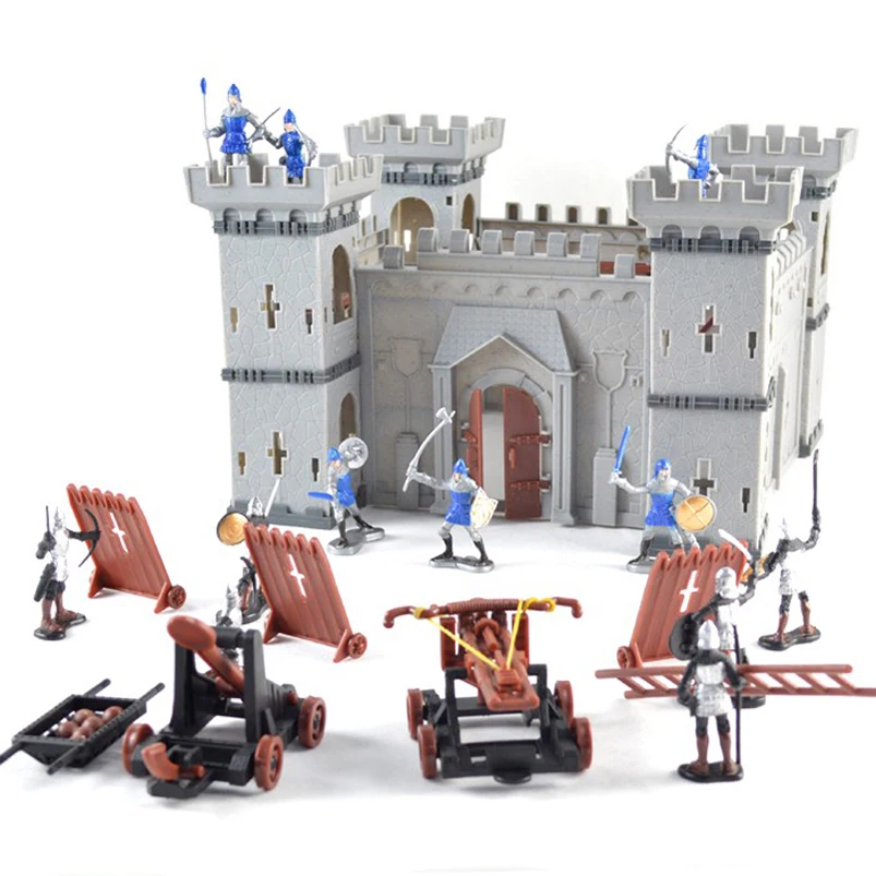 

Assembled Building Block Mediaeval Castle Soldiers Model War Military Knights Plastics Figures Toy DIY Toy For Boys