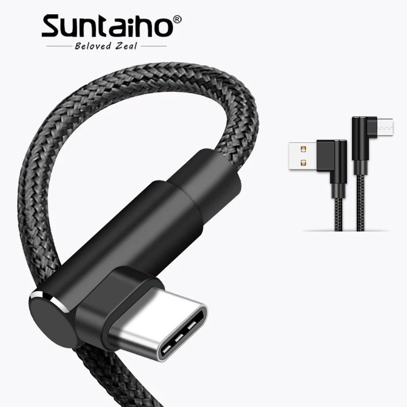 Suntaiho usb type C кабель 90 градусов локоть для samsung Galaxy S9 S8 Plus Note 8 USB C зарядное устройство USB кабель для Xiaomi mi9 Oneplus 6