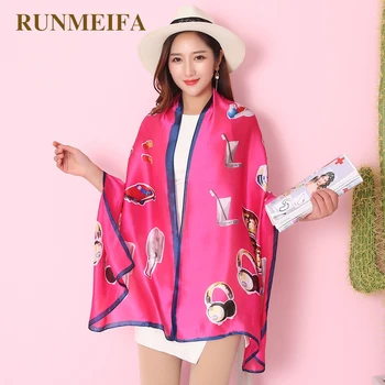 

[RUNMEIFA] Fashion Double Layer Print Pure Silk Scarf Men Trendsetter Style Long Multicolor True Silk Crepe Satin Neckerchief