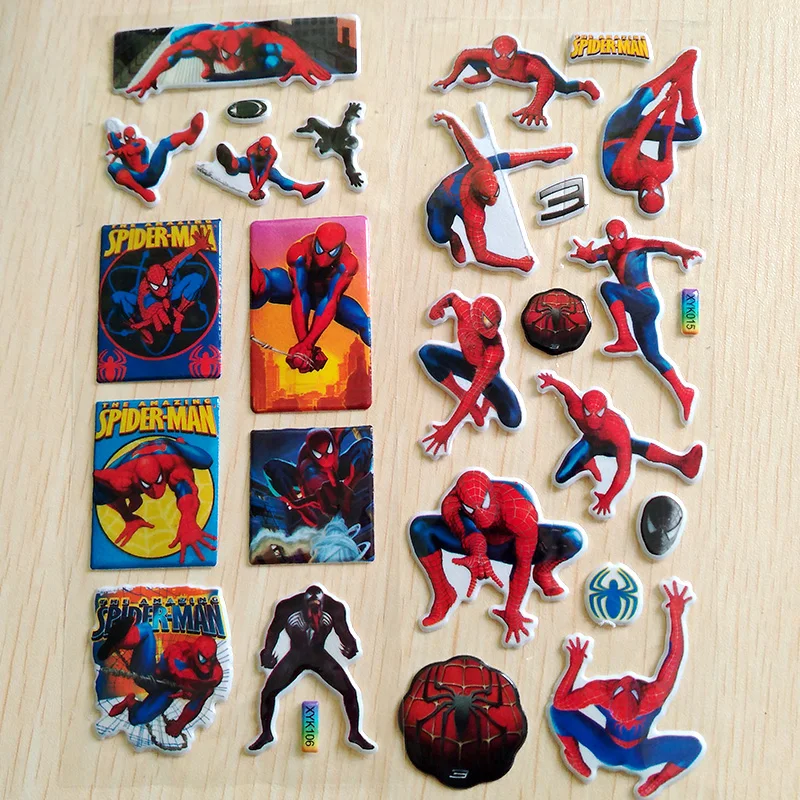 10 Sheets Spiderman Dinosaur DIY Stickers 3d Cartoon Children Stickers Child Toys Emoji PVC Scrapbook Gifts For Kids pegatinas
