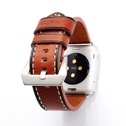 Италия натуральной телячьей Crazy Horse кожаный ремешок для 38 мм 42 мм iWatch Apple Watch Series 1 2 3 Винтаж ремешок на запястье коричневый