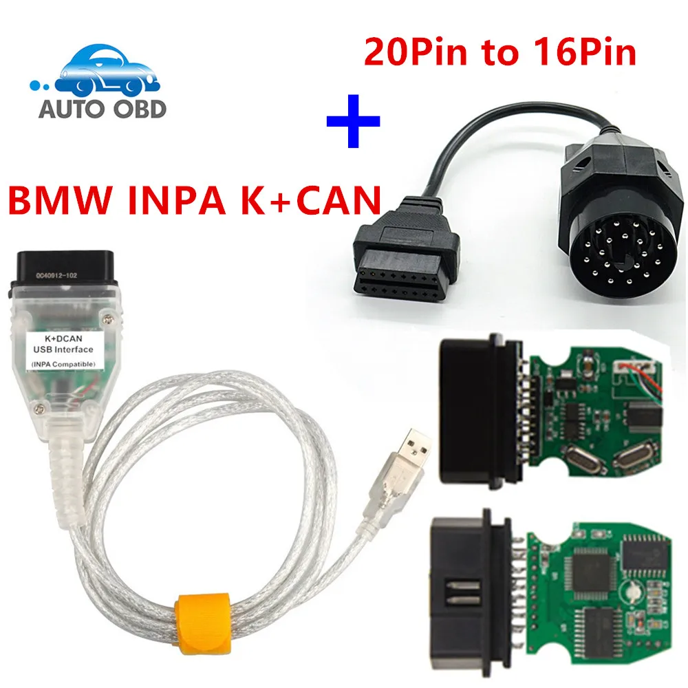 For BMW INPA K+CAN Plus 20pin to 16pin OBD2 Adaptor K DCAN INPA With ...