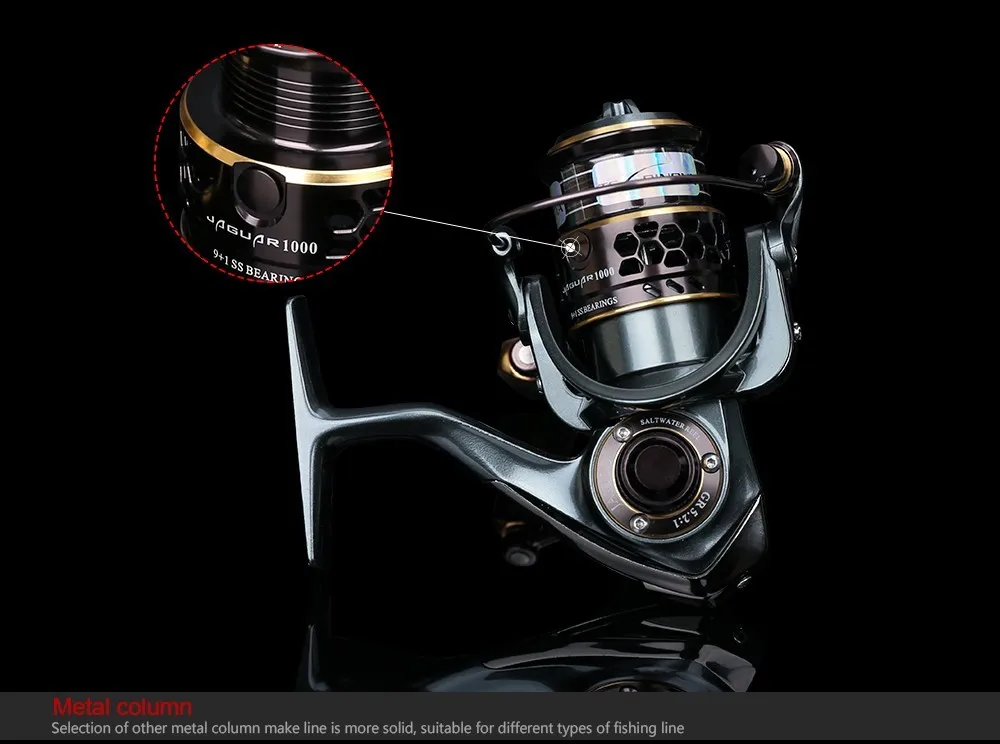 TSURINOYA Jaguar 1000 Fishing Spinning Reel 9+1BB Ultra Light Jigging Fishing Reel Spinning Saltwatrer Carp Metal Handle Coil