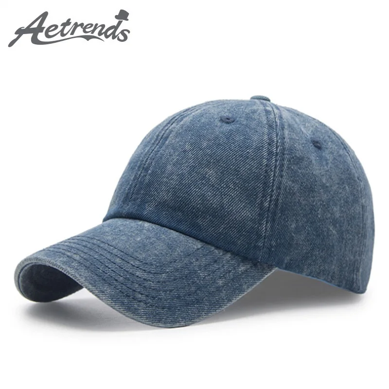 

[AETRENDS] Cotton Blue Black Denim Baseball Cap Men Women Sport Hat Trucker Outdoor Baseball Hats Hat Cap Z-6685