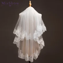 In stock! 1.2 M Two Layer Tulle Short wedding veil bridal veils with comb Applique Edge velos de novia 2019 wedding accessories