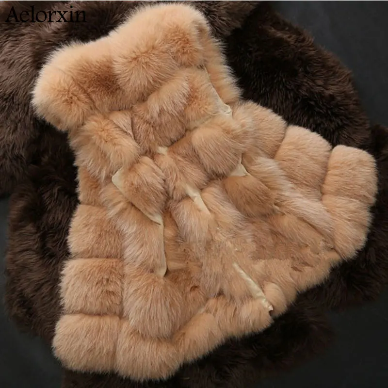 Aelorxin, Женское пальто из искусственного меха, зимняя женская меховая жилетка с карманом, высококачественное Женское пальто для отдыха, лисий мех размера плюс: S-XXXXL