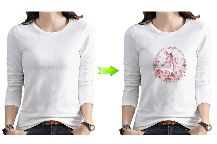 2-Floral Unicorn Patch Iron-On Garment A-Level Washable 2018 New T-Shirt Diy Decoration Parches Ropa Applique On Clothes 22x23Cm