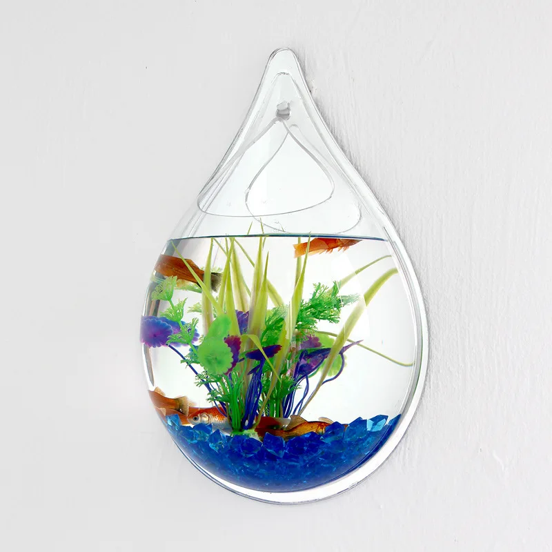 Aquarium Fish tank Wall-Mounted Mirror Fish tanks Small-scale Wall Hanging Vase Plant Fish Aquariums Diameter 22cm 24cm Wall decor (4)