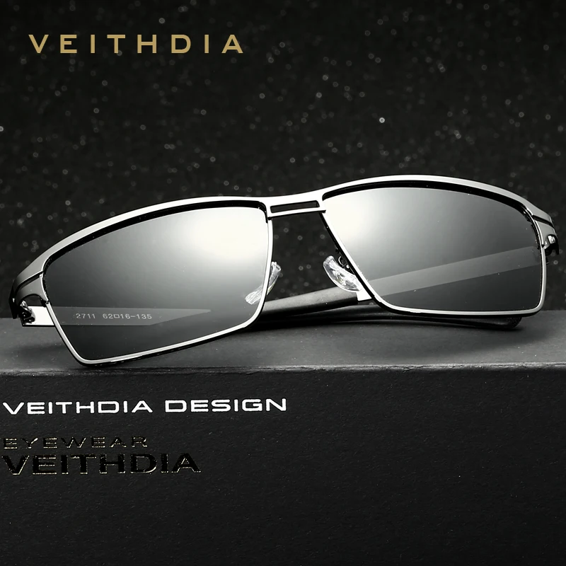 Мужские солнцезащитные очки VEITHDIA, из нержавеющей стали, с поляризационными стеклами, модель 2711