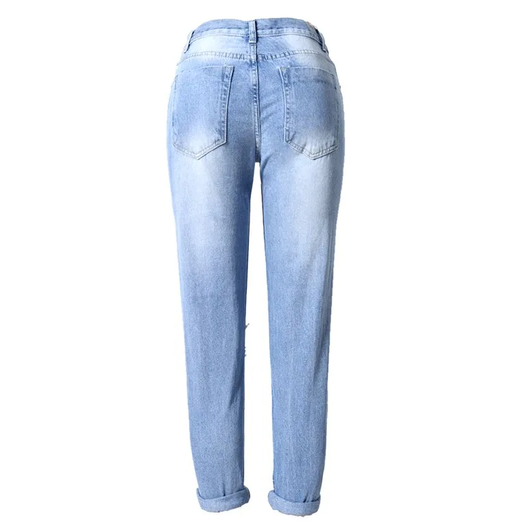 Модные летние Стильные узкие брюки женские джинсы Рваные шаровары брюки длиной до щиколотки джинсы тонкие винтажные джинсы для женщин