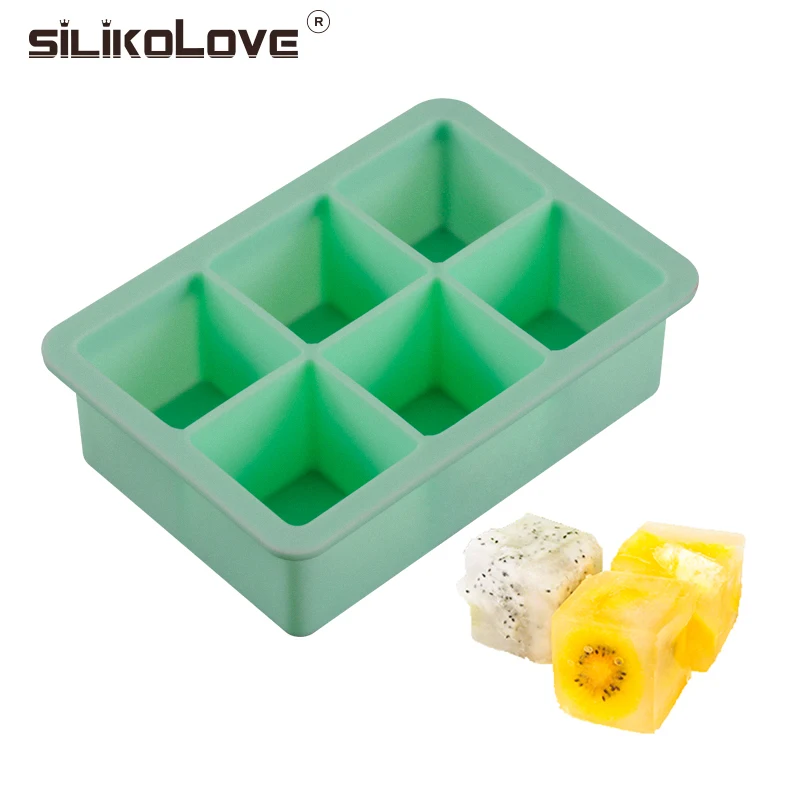 Silicolove 6 Полость 3d магический большой силиконовый кубик льда форма квадратная DIY