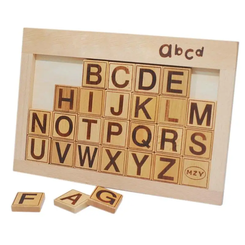 Детская деревянная головоломка с буквенным принтом для маленьких детей, игрушка для распознавания букв, умная доска-головоломка для детей