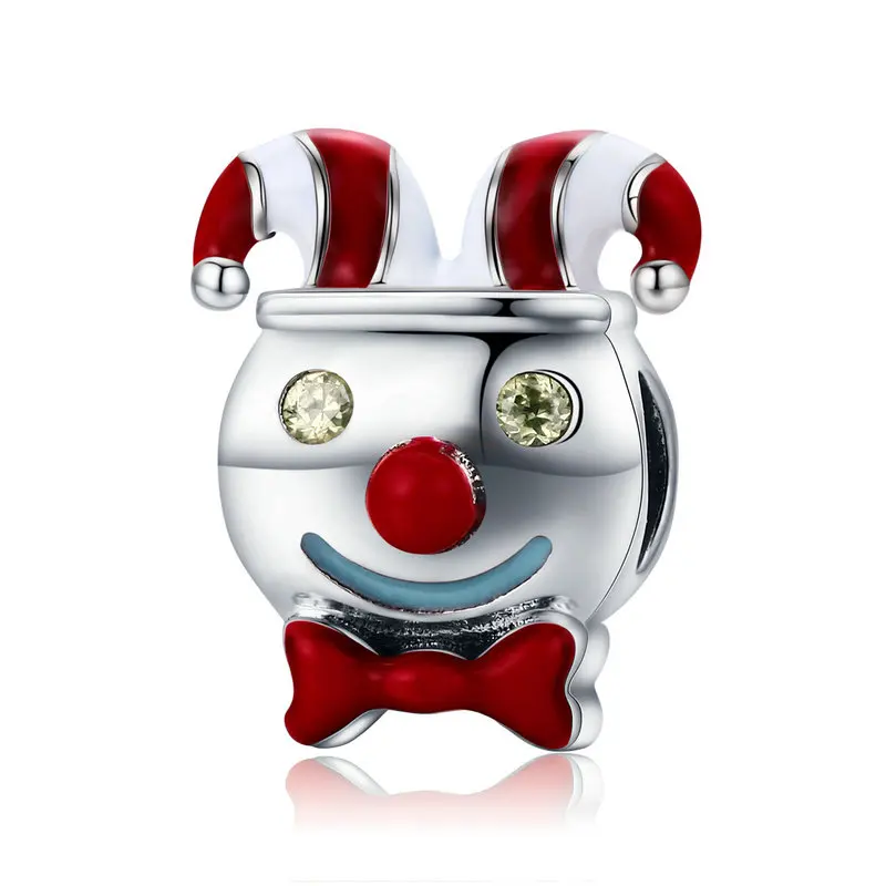 

100% 925 Sterling Silver Circus Clown Red Enamel Charm Beads Fit Pandora Bracelet Necklaces Jewelry Making SCC661