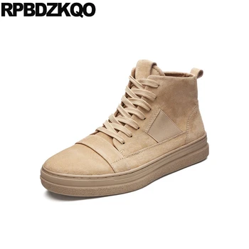 

sneakers suede comfort 2018 rubber sole flats hip hop high top men winter skate trainers casual brown shoes designer round toe