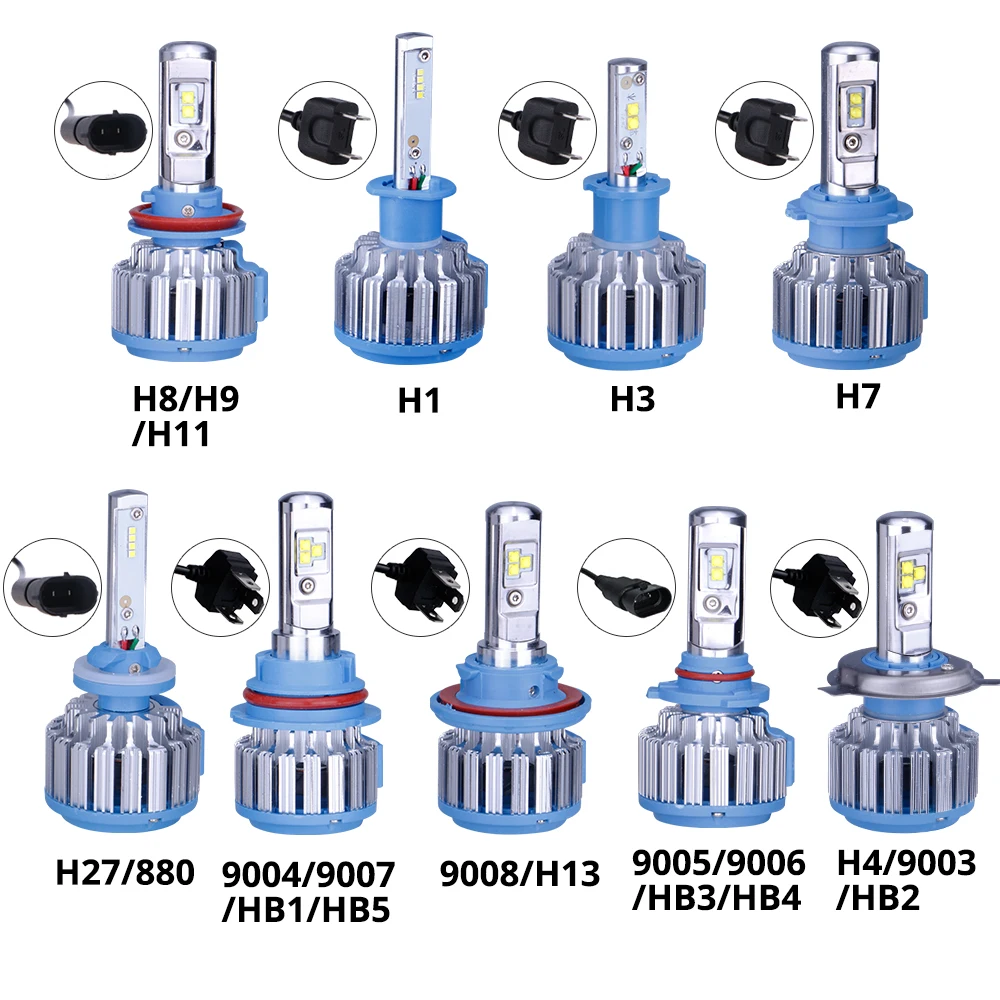 TC-X 2 PCS Car LED Headlight Bulbs Kit H4 Hi/Lo H11 H1 H7 Main Beam Dipped Beam 12V 6000K White LED Bulb Replacement Auto Lamp