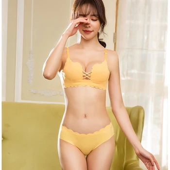 

Sexy brassiere Women Lingerie Set Women cross seamless Bra and Panty Set adjustable Push Up deep-v neck Bras Underwear Sets