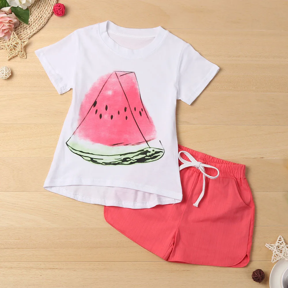 

Children Clothing Toddler Kid Baby Girl Small Watermelon Shirt+Shorts Clothes Outfit 2PCS Set Girls Clothes
