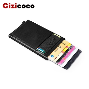 

Men Aluminum Wallet With Back Pocket ID Card Holder RFID Blocking Mini Slim Metal Wallet Automatic Pop up Credit Card Coin Purse
