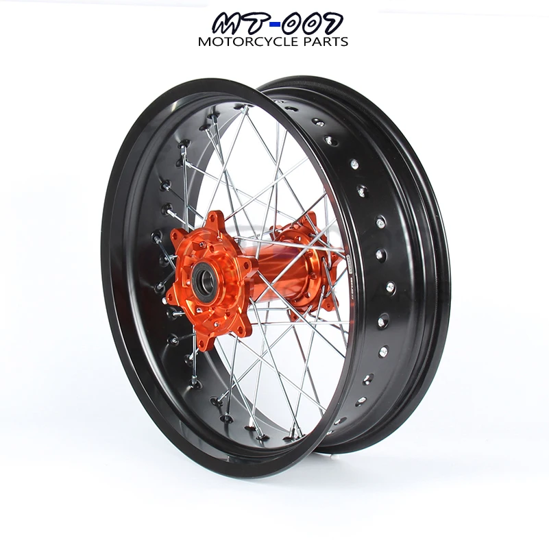 3,5/5,0*1" Supermotard колеса оранжевый концентратор черным ободком для SXF EXC-R XC-F SX EXC 300 450 125 250 350 530 2003- 2008 2007