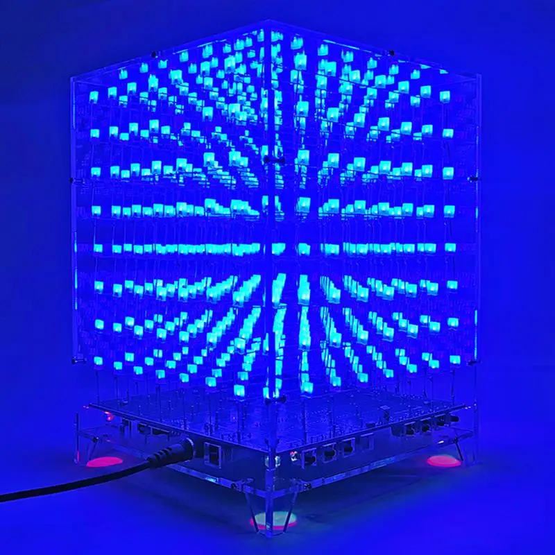2019 Новое поступление 3D квадратный светодио дный x 8x8 светодиодный синий свет MP3 музыка спектр печатной платы DIY Kit встроенный MP3 музыка