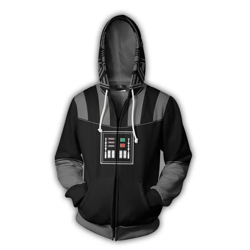 Cosplay&ware Men Hoodies Zipper Cropped Hoodie Jedi Knight Luke Skywalker R2-d2 Tracksuit For Boys White Top Star Wars -Outlet Maid Outfit Store