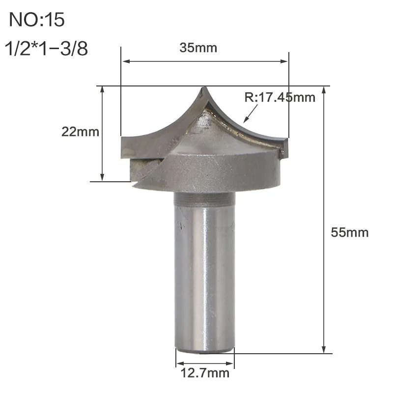 1 шт. 1/" 1/2" хвостовик деревообрабатывающий резак двойная фреза для отделки кромки биты для карбида дерева деревообрабатывающие гравировальные инструменты резьба бит - Длина режущей кромки: NO15
