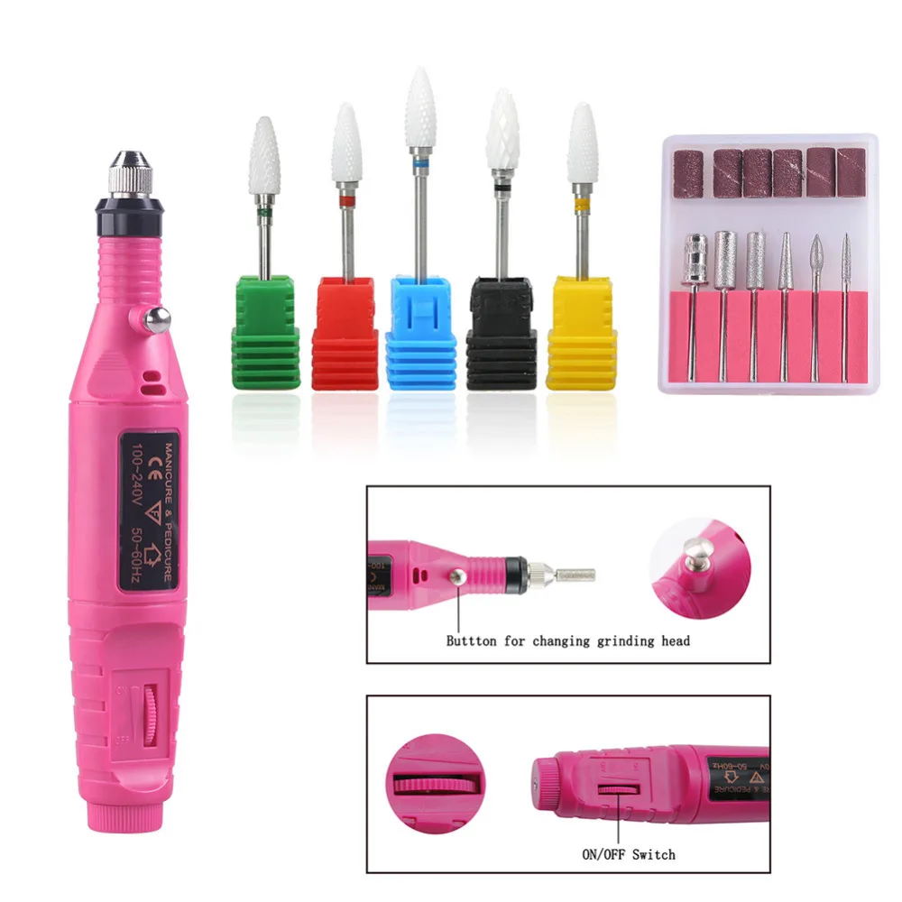 

COSCELIA Milling Cutter For Manicure Set With Nail Drill Bits Ceramic Milling Cutter For Manicure EU/US Manicure Machine Kit