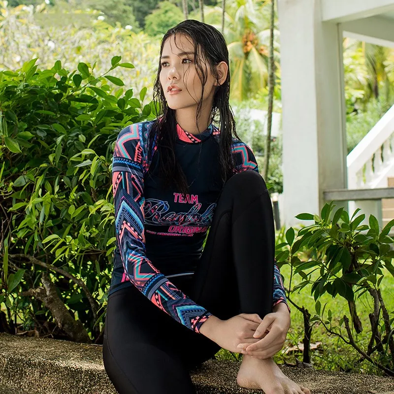 GSOU الثلوج العلامة التجارية بذلة النساء بدلة غطس الغوص السباحة طويلة الأكمام السراويل ملابس السباحة تصفح الملابس الصيف Kitesurf Rashguard