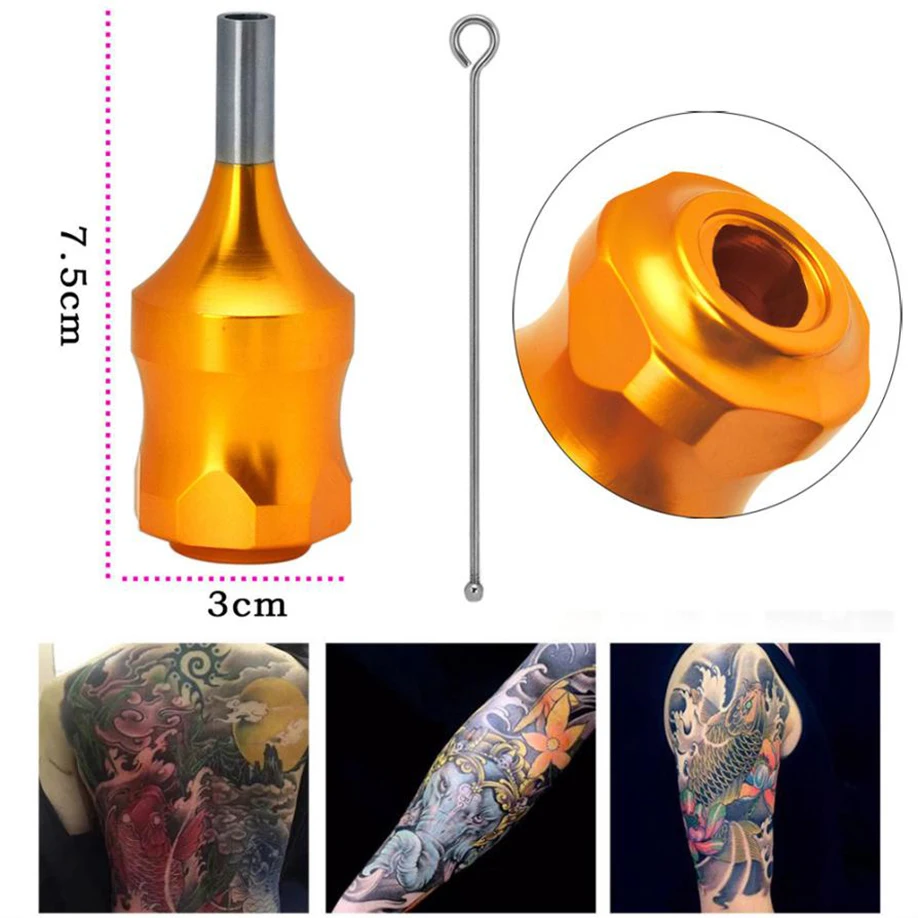 

New Light Weight Tattoo Machine Handle Tattoo Machine Part Handle Tube Tip Grip Body Art Accessory With Gold Stem Tattoo Handle