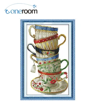 

Counted Cross Stitch 11CT Printed 14CT Cross Stitch Sets DIM Cross-stitch Kits for Embroidery NeedleworkTH Elegant Coffee Cup