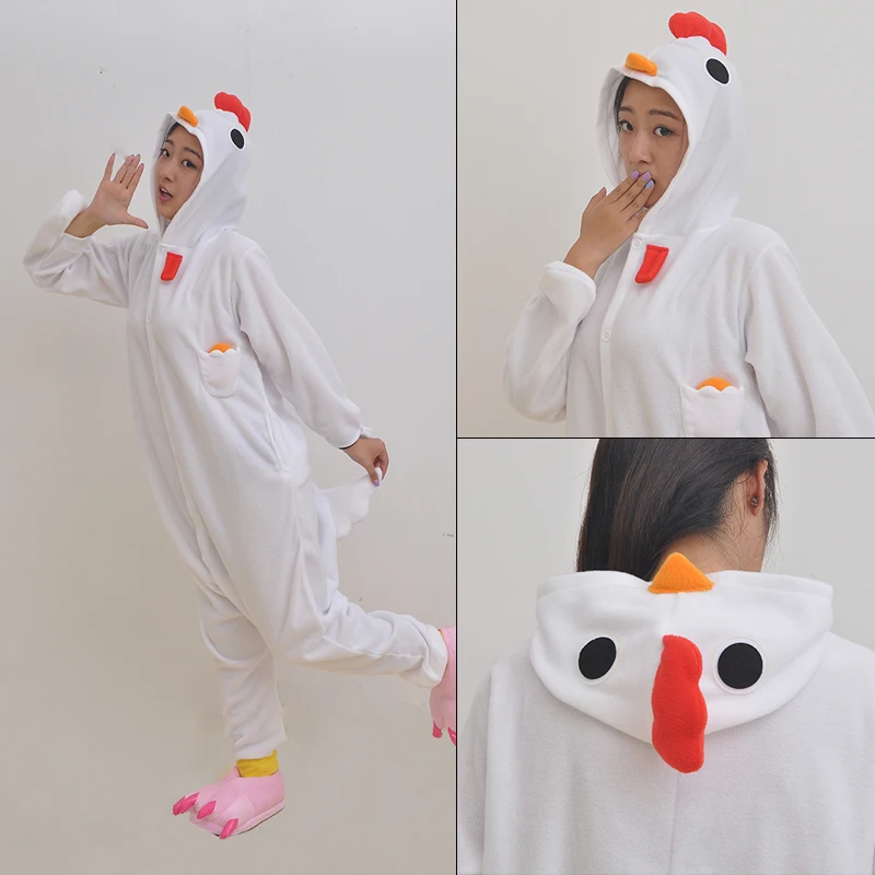 

Free Shipping Adults Unisex Adults Chicken Cosplay Costume Suits Animal Onesies Pajamas Couple Pyjamas Sleepwear Party