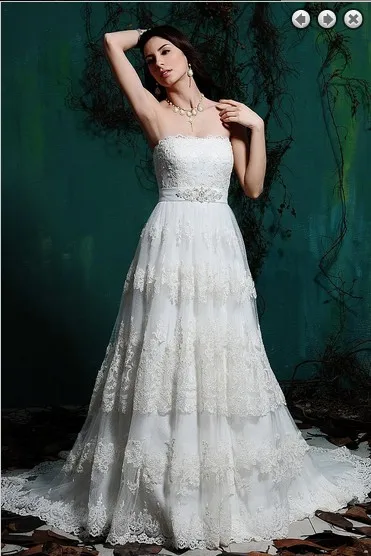 

free shipping lace appliques a-line vestido de noiva renda 2016 new fashionable sexy belt romantic wedding dress bridal gowns