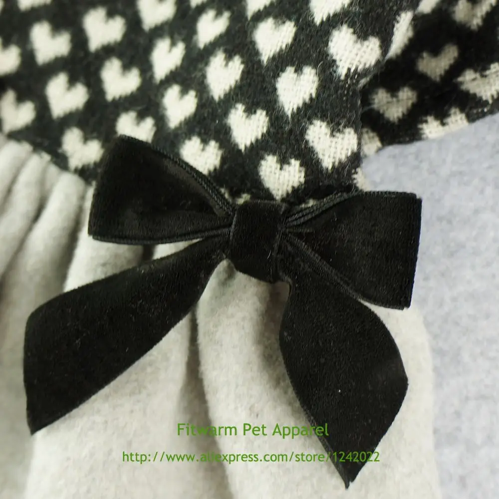 Fitwarm Cute Bowknot вязаная одежда для домашних животных для собак платья с капюшоном пальто куртки-черный XS маленький средний большой