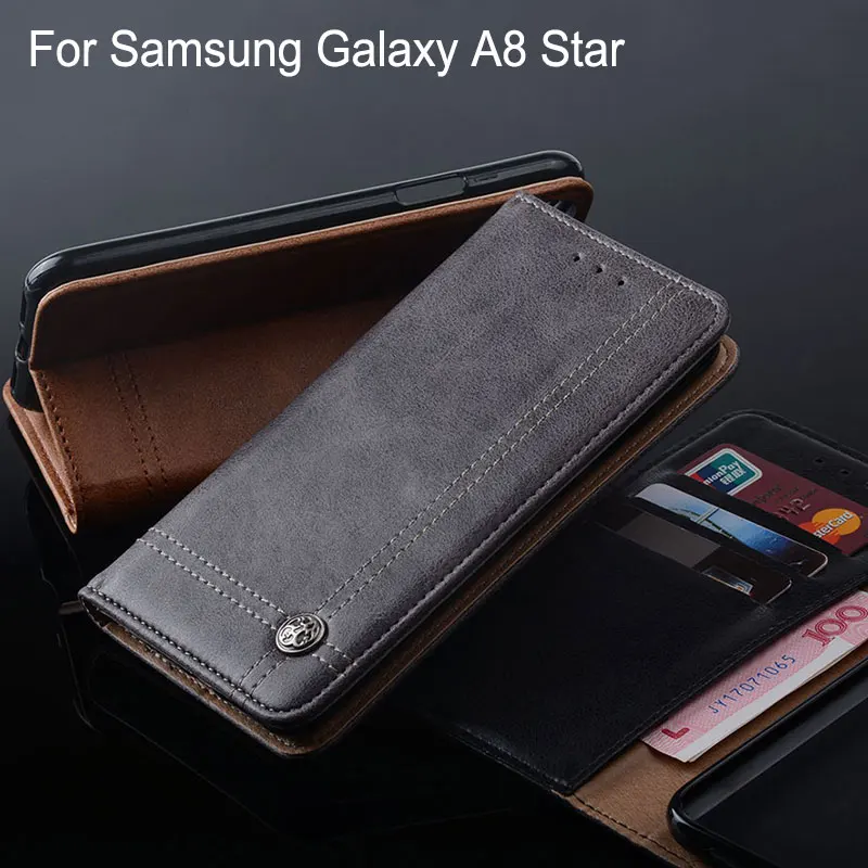 Для samsung galaxy a8 star чехол Роскошный кожаный флип Стенд Слот для карт памяти телефона